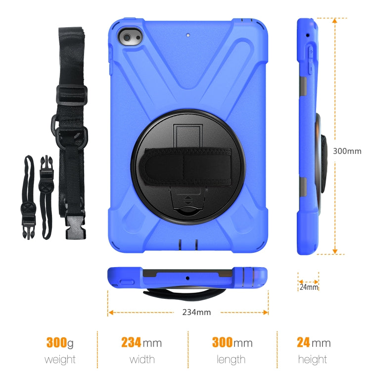 Shockproof Colorful Silicone + PC Protective Case with Holder & Shoulder Strap & Hand Strap For iPad Mini 4 / Mini (2019)