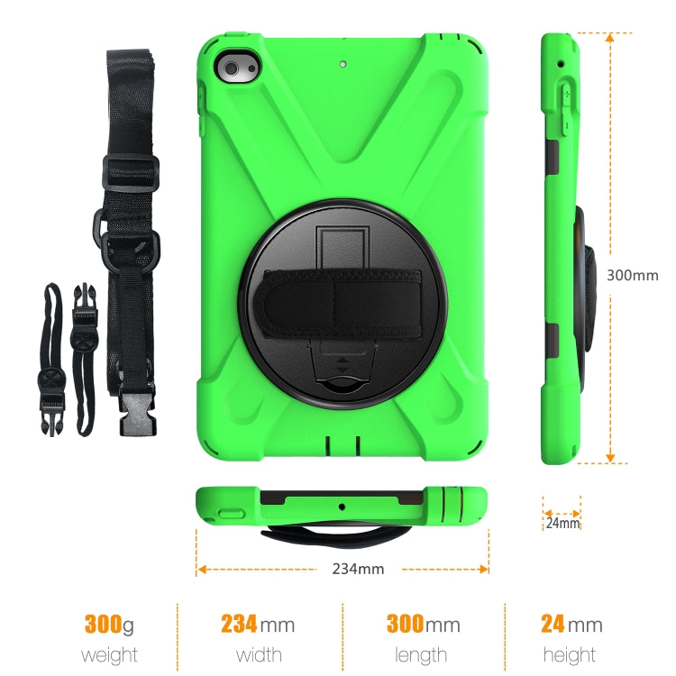 Shockproof Colorful Silicone + PC Protective Case with Holder & Shoulder Strap & Hand Strap For iPad Mini 4 / Mini (2019)