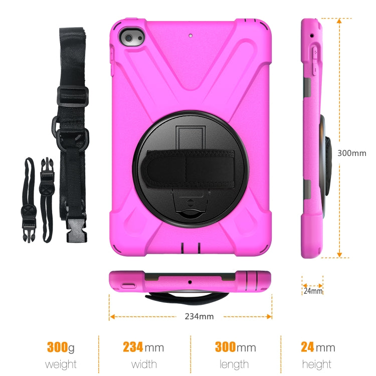 Shockproof Colorful Silicone + PC Protective Case with Holder & Shoulder Strap & Hand Strap For iPad Mini 4 / Mini (2019)