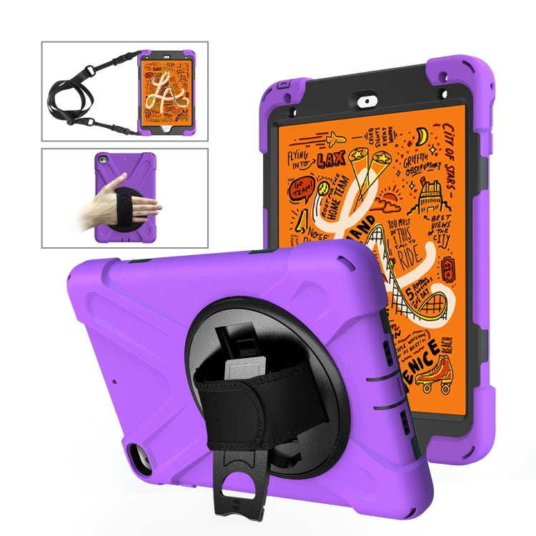 Shockproof Colorful Silicone + PC Protective Case with Holder & Shoulder Strap & Hand Strap For iPad Mini 4 / Mini (2019)