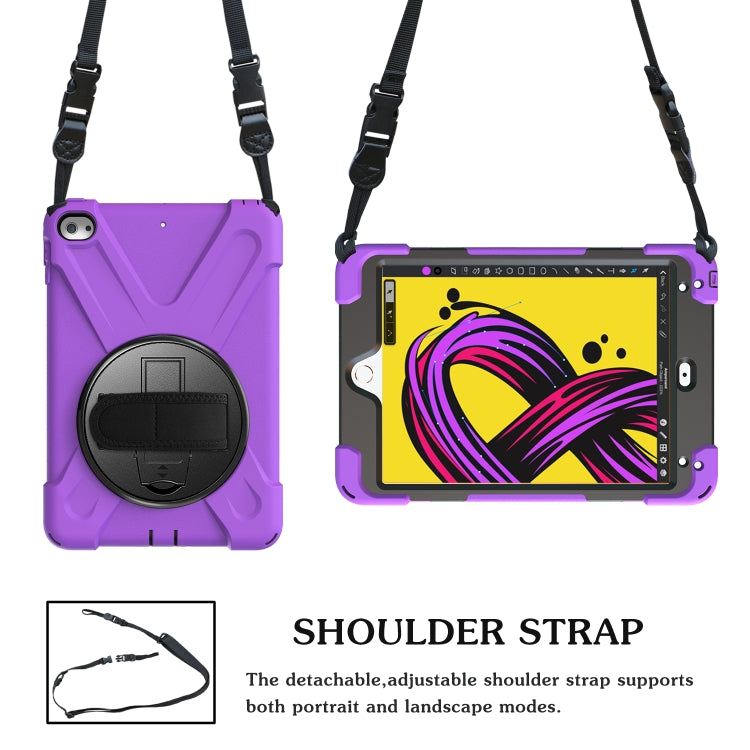 Shockproof Colorful Silicone + PC Protective Case with Holder & Shoulder Strap & Hand Strap For iPad Mini 4 / Mini (2019)