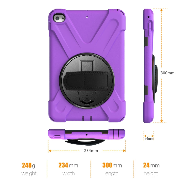 Shockproof Colorful Silicone + PC Protective Case with Holder & Shoulder Strap & Hand Strap For iPad Mini 4 / Mini (2019)