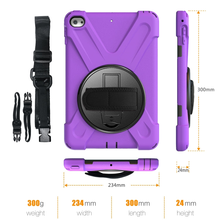 Shockproof Colorful Silicone + PC Protective Case with Holder & Shoulder Strap & Hand Strap For iPad Mini 4 / Mini (2019)