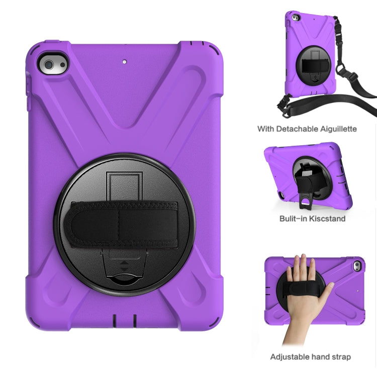 Shockproof Colorful Silicone + PC Protective Case with Holder & Shoulder Strap & Hand Strap For iPad Mini 4 / Mini (2019)