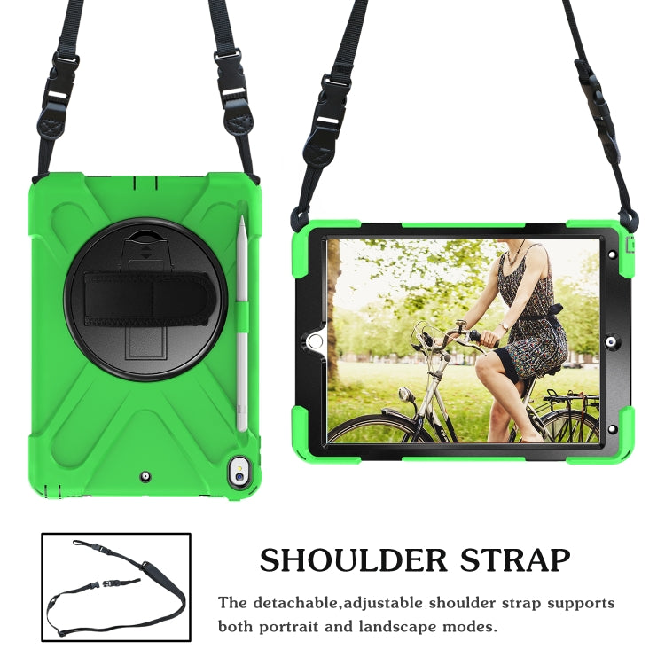 Shockproof Colorful Silicone + PC Protective Case with Holder & Shoulder Strap & Hand Strap & Pen Slot For iPad Pro 10.5