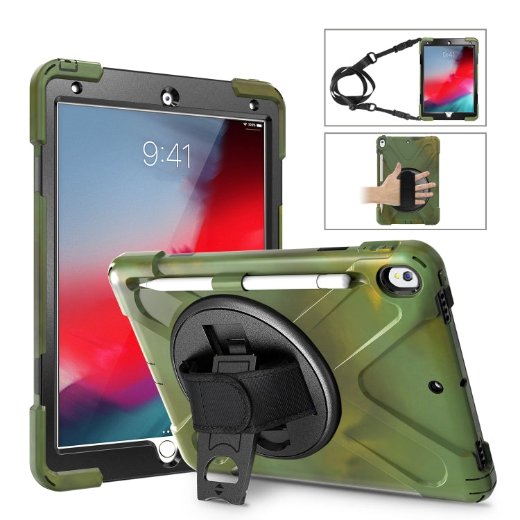 Shockproof Colorful Silicone + PC Protective Case with Holder & Shoulder Strap & Hand Strap & Pen Slot For iPad Pro 10.5