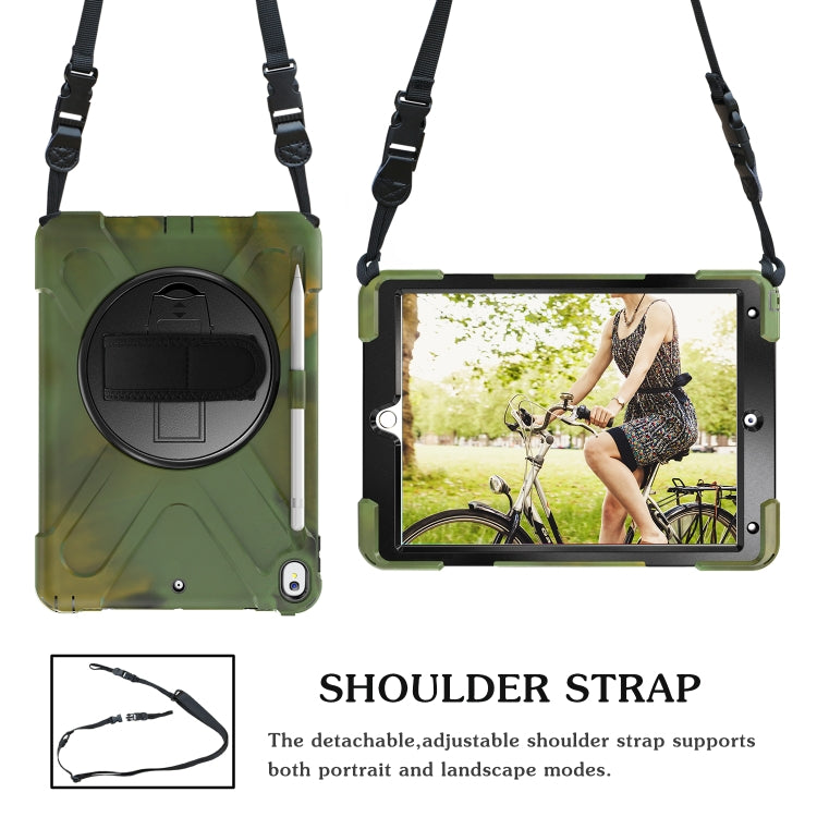 Shockproof Colorful Silicone + PC Protective Case with Holder & Shoulder Strap & Hand Strap & Pen Slot For iPad Pro 10.5