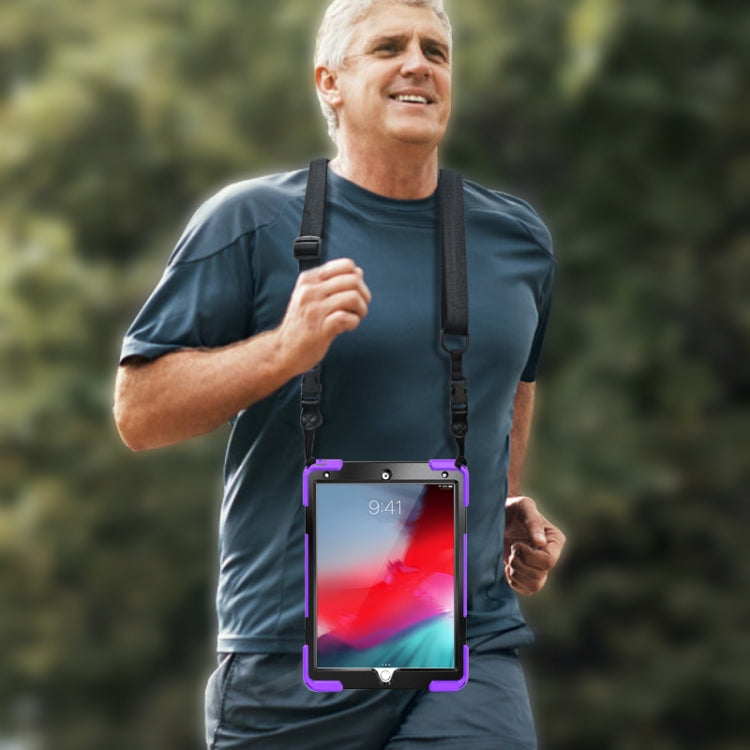 Shockproof Colorful Silicone + PC Protective Case with Holder & Shoulder Strap & Hand Strap & Pen Slot For iPad Pro 10.5