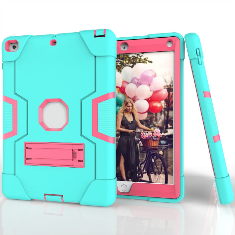 Contrast Color Robot Shockproof Silicone + PC Protective Case with Holder For iPad 9.7 (2017) / (2018)
