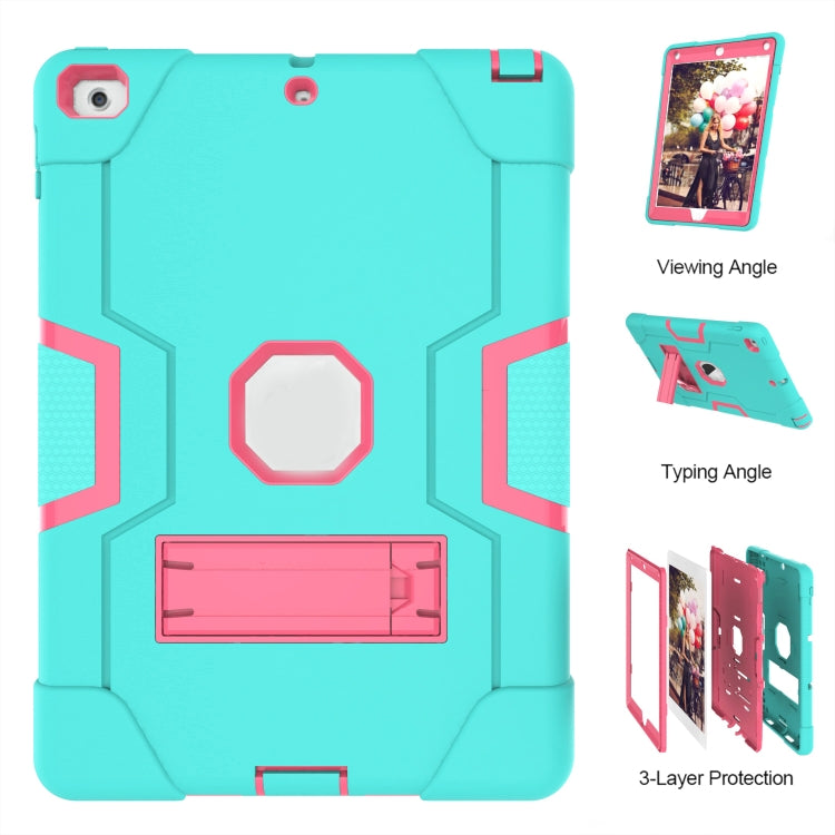 Contrast Color Robot Shockproof Silicone + PC Protective Case with Holder For iPad 9.7 (2017) / (2018)