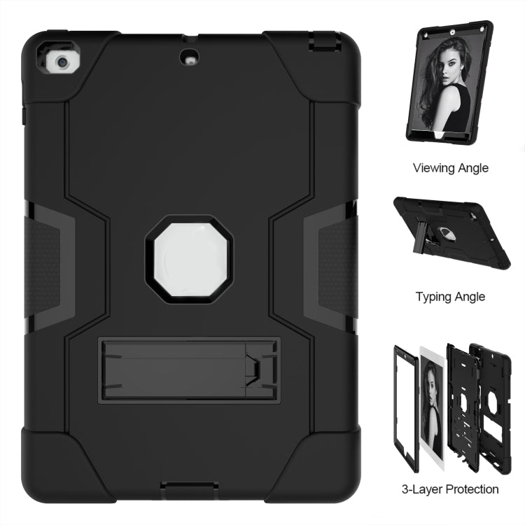 Contrast Color Robot Shockproof Silicone + PC Protective Case with Holder For iPad 9.7 (2017) / (2018)