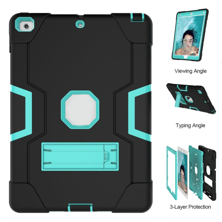 Contrast Color Robot Shockproof Silicone + PC Protective Case with Holder For iPad 9.7 (2017) / (2018)