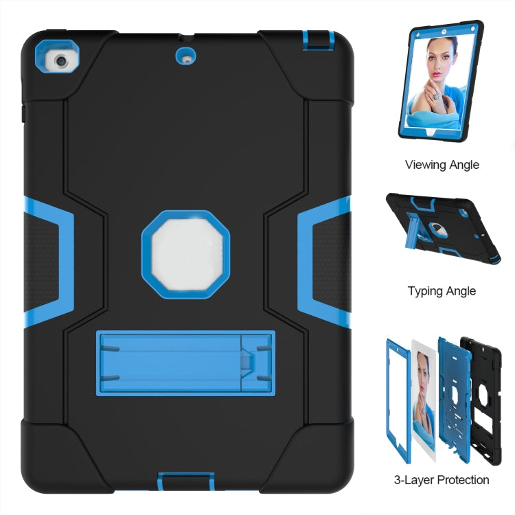 Contrast Color Robot Shockproof Silicone + PC Protective Case with Holder For iPad 9.7 (2017) / (2018)
