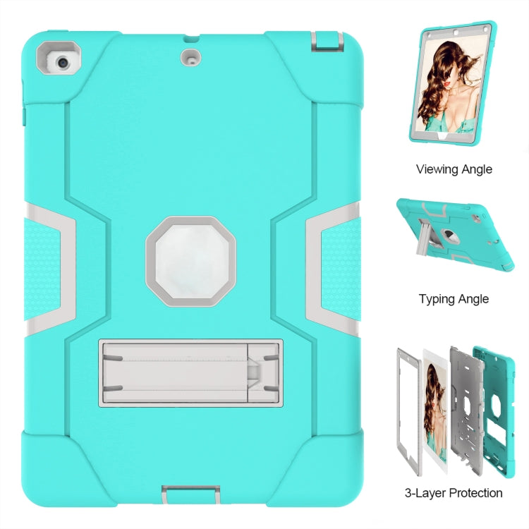 Contrast Color Robot Shockproof Silicone + PC Protective Case with Holder For iPad 9.7 (2017) / (2018)