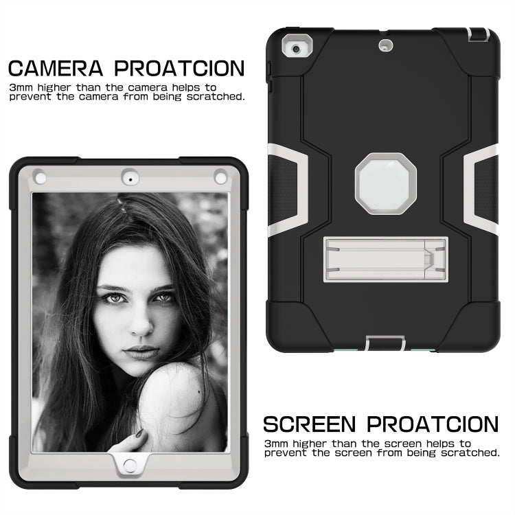 Contrast Color Robot Shockproof Silicone + PC Protective Case with Holder For iPad 9.7 (2017) / (2018)