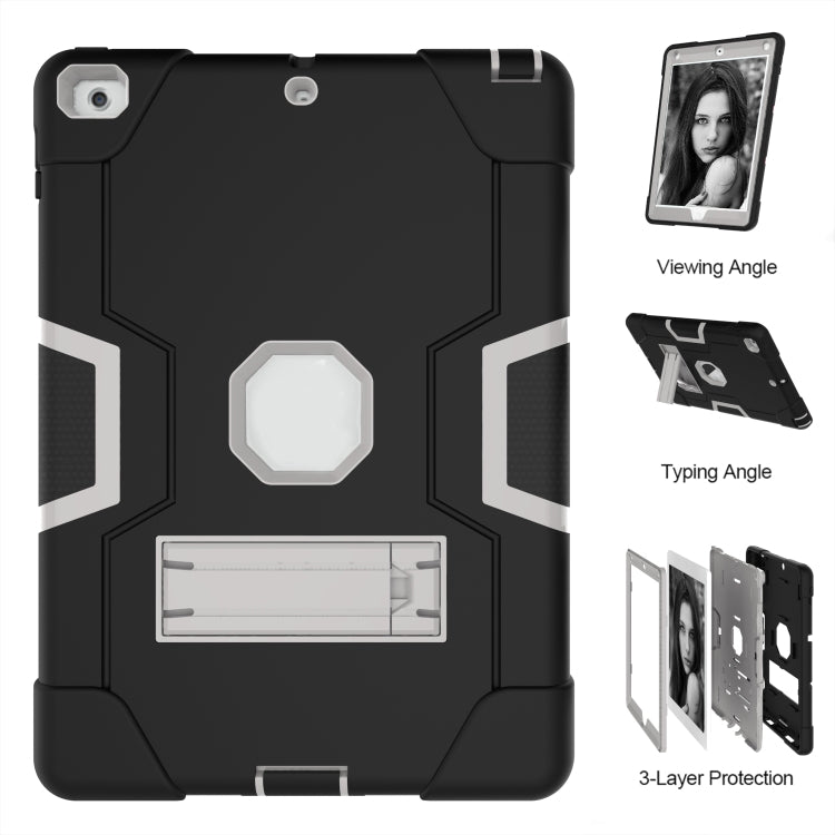 Contrast Color Robot Shockproof Silicone + PC Protective Case with Holder For iPad 9.7 (2017) / (2018)