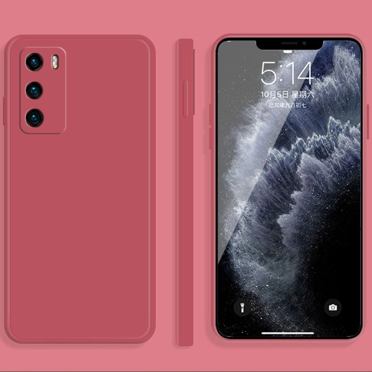 For Huawei P40 Solid Color Imitation Liquid Silicone Straight Edge Dropproof Full Coverage Protective Case