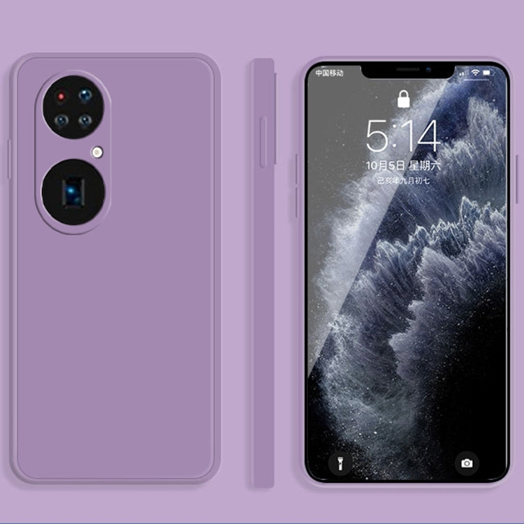 For Huawei P50 Pro+ Solid Color Imitation Liquid Silicone Straight Edge Dropproof Full Coverage Protective Case