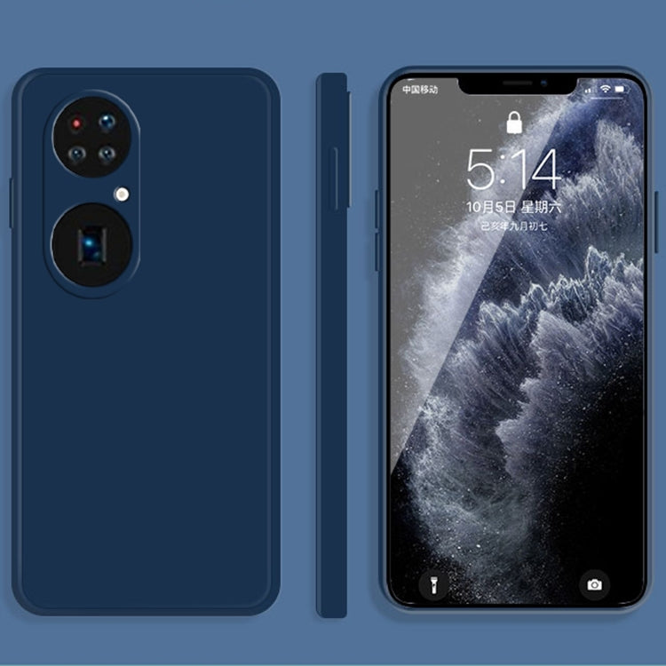 For Huawei P50 Pro+ Solid Color Imitation Liquid Silicone Straight Edge Dropproof Full Coverage Protective Case
