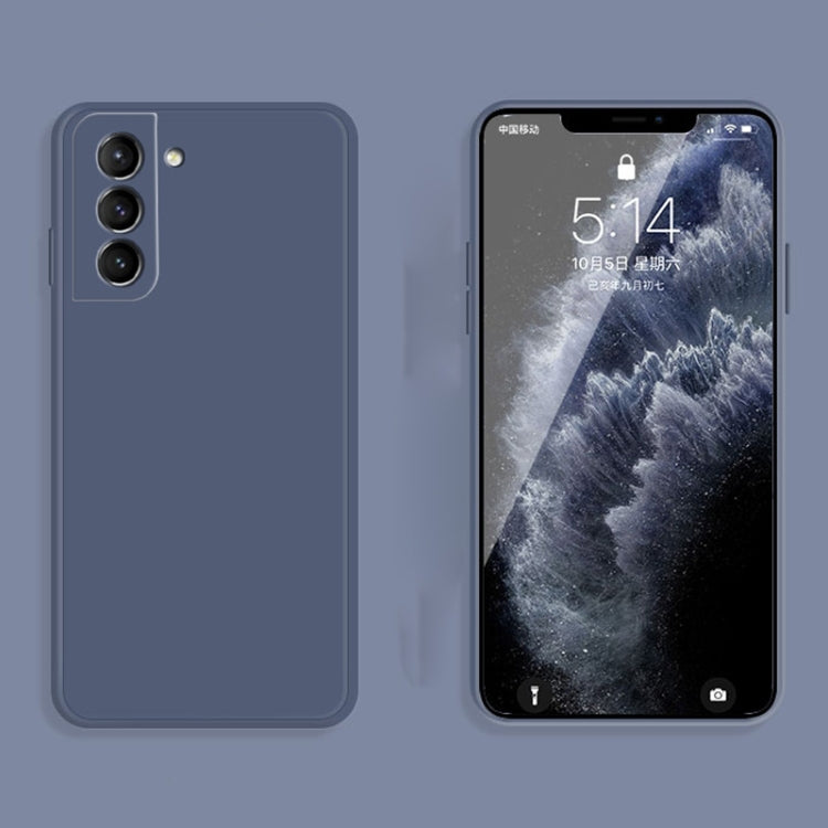 For Samsung Galaxy S21 5G Solid Color Imitation Liquid Silicone Straight Edge Dropproof Full Coverage Protective Case