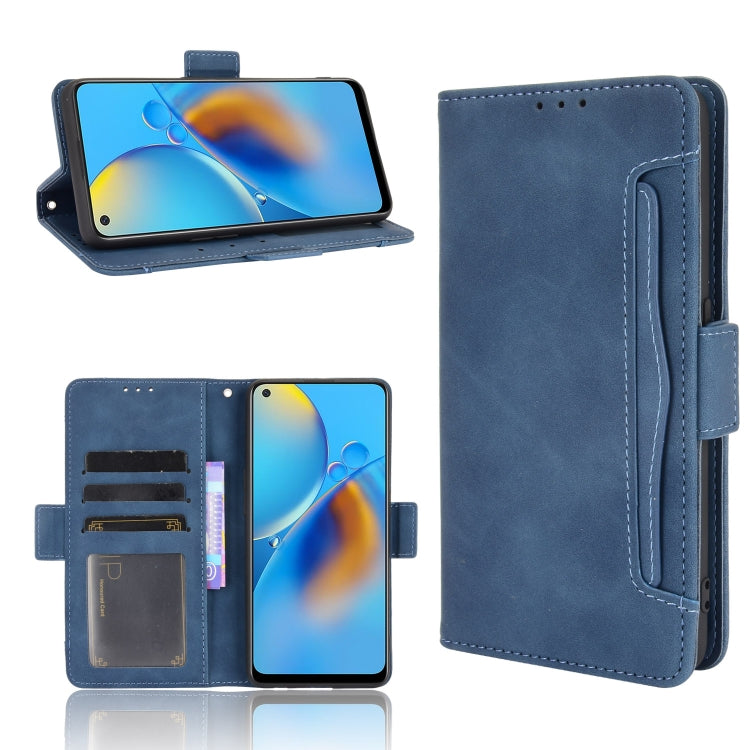 For OPPO A74 4G / F19 4G Skin Feel Calf Pattern Horizontal Flip Leather Case with Holder & Card Slots & Photo Frame
