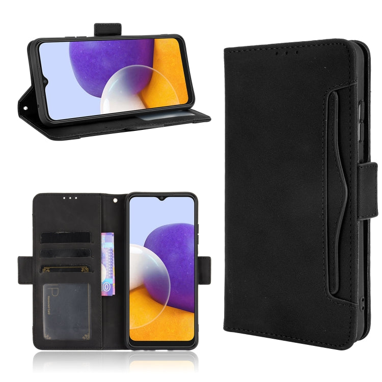 For Samsung Galaxy A22 5G Skin Feel Calf Pattern Horizontal Flip Leather Case with Holder & Card Slots & Photo Frame