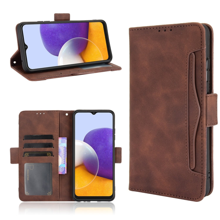 For Samsung Galaxy A22 5G Skin Feel Calf Pattern Horizontal Flip Leather Case with Holder & Card Slots & Photo Frame