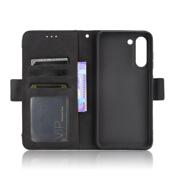 For Samsung Galaxy S21 FE Skin Feel Calf Pattern Horizontal Flip Leather Case with Holder & Card Slots & Photo Frame