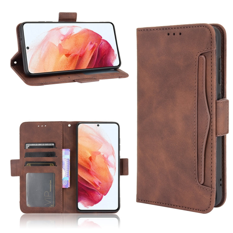 For Samsung Galaxy S21 FE Skin Feel Calf Pattern Horizontal Flip Leather Case with Holder & Card Slots & Photo Frame
