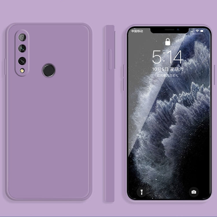 For Huawei Enjoy 10 Plus Solid Color Imitation Liquid Silicone Straight Edge Dropproof Full Coverage Protective Case