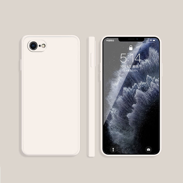 For iPhone SE 2022 / SE 2020 / 8 / 7 Solid Color Imitation Liquid Silicone Straight Edge Dropproof Full Coverage Protective Case