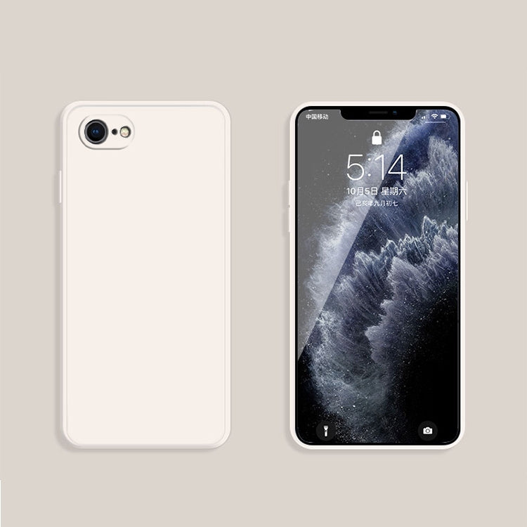 For iPhone SE 2022 / SE 2020 / 8 / 7 Solid Color Imitation Liquid Silicone Straight Edge Dropproof Full Coverage Protective Case