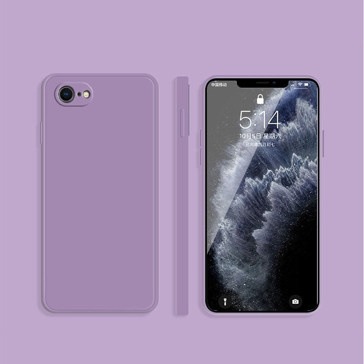 For iPhone SE 2022 / SE 2020 / 8 / 7 Solid Color Imitation Liquid Silicone Straight Edge Dropproof Full Coverage Protective Case