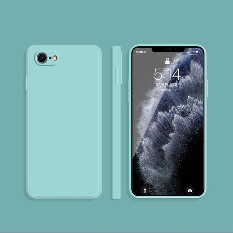 For iPhone SE 2022 / SE 2020 / 8 / 7 Solid Color Imitation Liquid Silicone Straight Edge Dropproof Full Coverage Protective Case