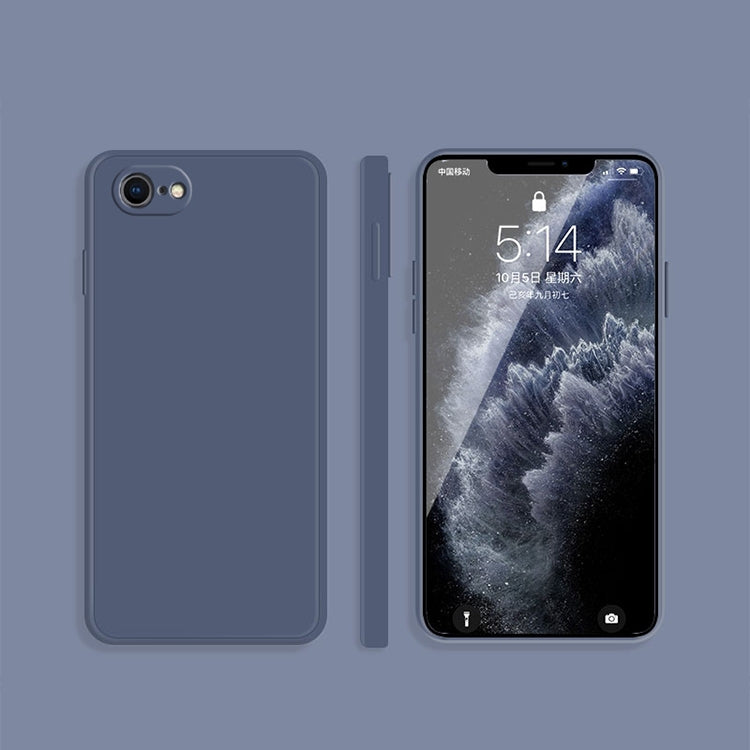 For iPhone SE 2022 / SE 2020 / 8 / 7 Solid Color Imitation Liquid Silicone Straight Edge Dropproof Full Coverage Protective Case