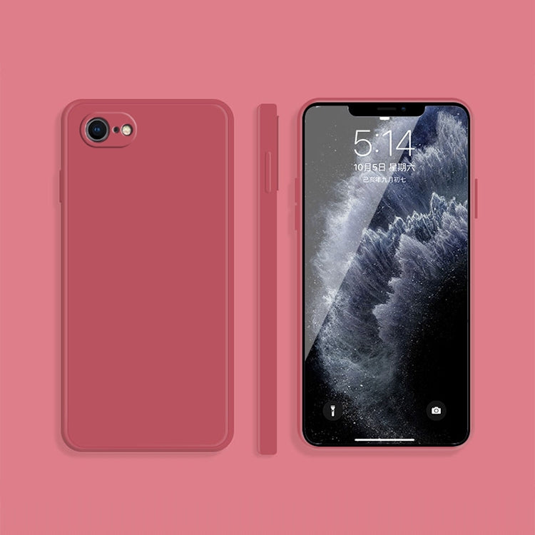 For iPhone SE 2022 / SE 2020 / 8 / 7 Solid Color Imitation Liquid Silicone Straight Edge Dropproof Full Coverage Protective Case