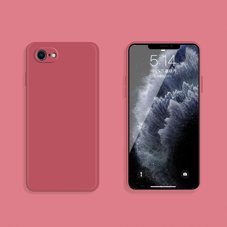 For iPhone SE 2022 / SE 2020 / 8 / 7 Solid Color Imitation Liquid Silicone Straight Edge Dropproof Full Coverage Protective Case