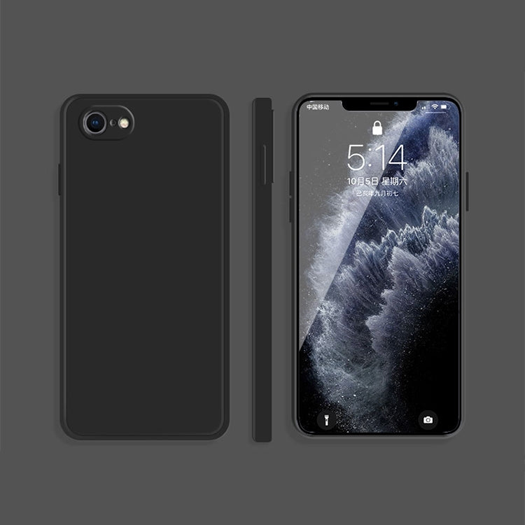 For iPhone SE 2022 / SE 2020 / 8 / 7 Solid Color Imitation Liquid Silicone Straight Edge Dropproof Full Coverage Protective Case