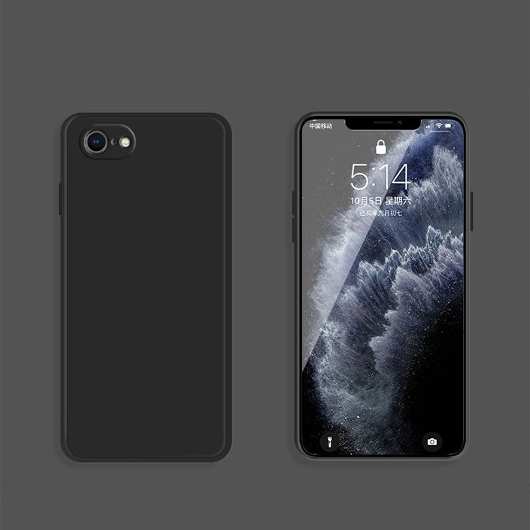 For iPhone SE 2022 / SE 2020 / 8 / 7 Solid Color Imitation Liquid Silicone Straight Edge Dropproof Full Coverage Protective Case