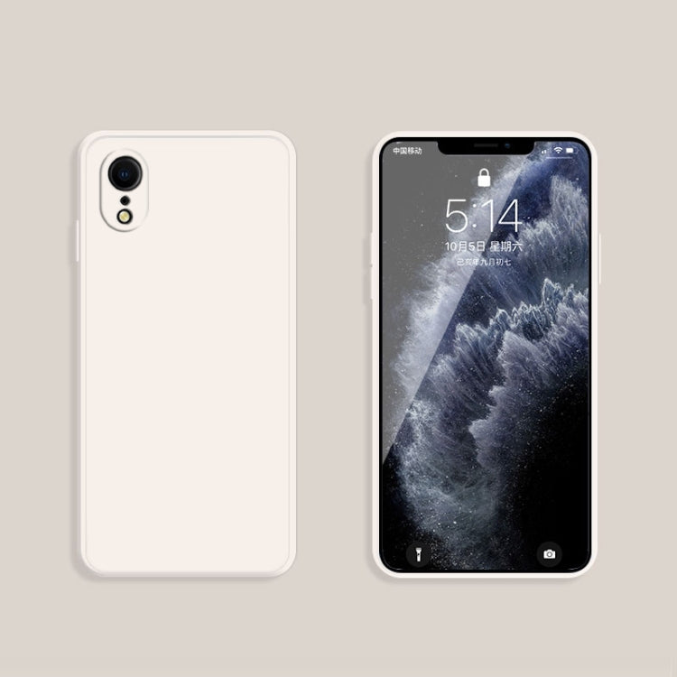 For iPhone XR Solid Color Imitation Liquid Silicone Straight Edge Dropproof Full Coverage Protective Case