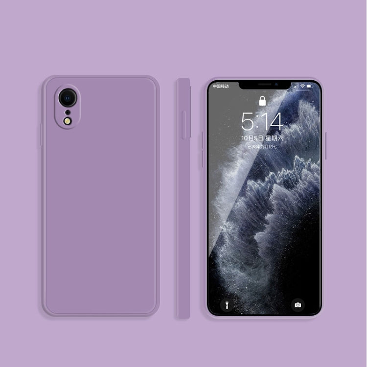 For iPhone XR Solid Color Imitation Liquid Silicone Straight Edge Dropproof Full Coverage Protective Case