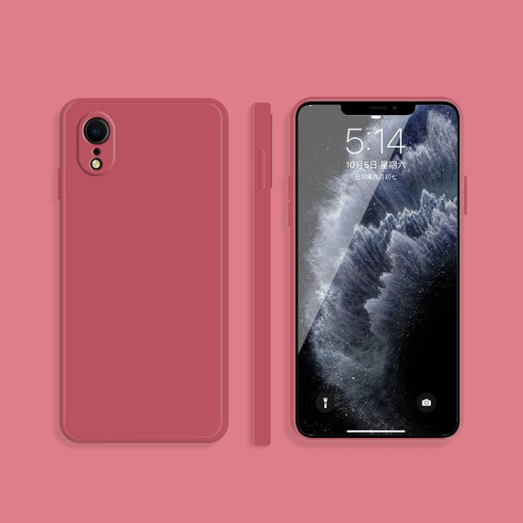 For iPhone XR Solid Color Imitation Liquid Silicone Straight Edge Dropproof Full Coverage Protective Case