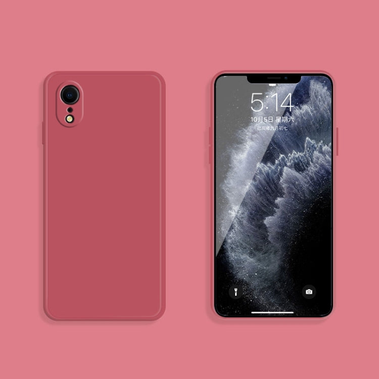 For iPhone XR Solid Color Imitation Liquid Silicone Straight Edge Dropproof Full Coverage Protective Case