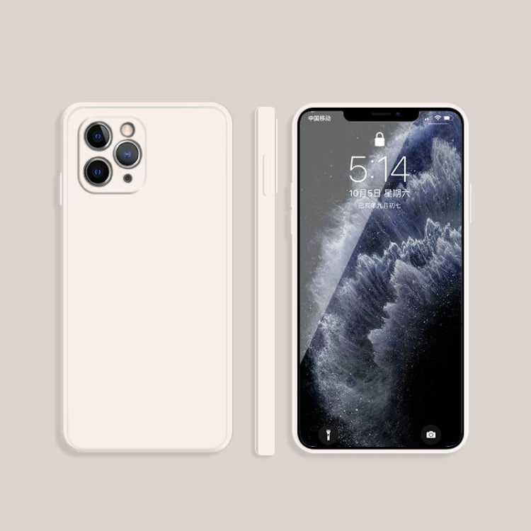 For iPhone 11 Pro Max Solid Color Imitation Liquid Silicone Straight Edge Dropproof Full Coverage Protective Case