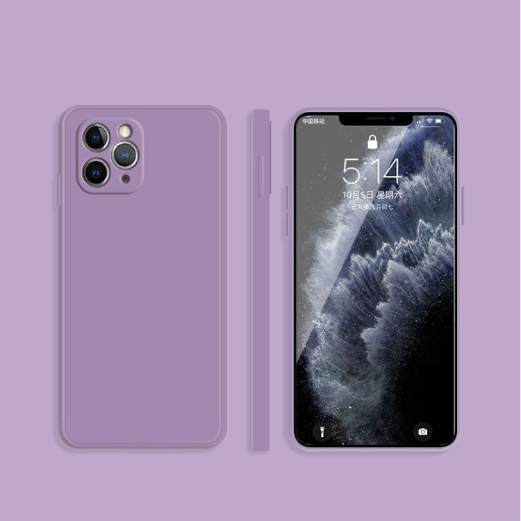 For iPhone 11 Pro Max Solid Color Imitation Liquid Silicone Straight Edge Dropproof Full Coverage Protective Case