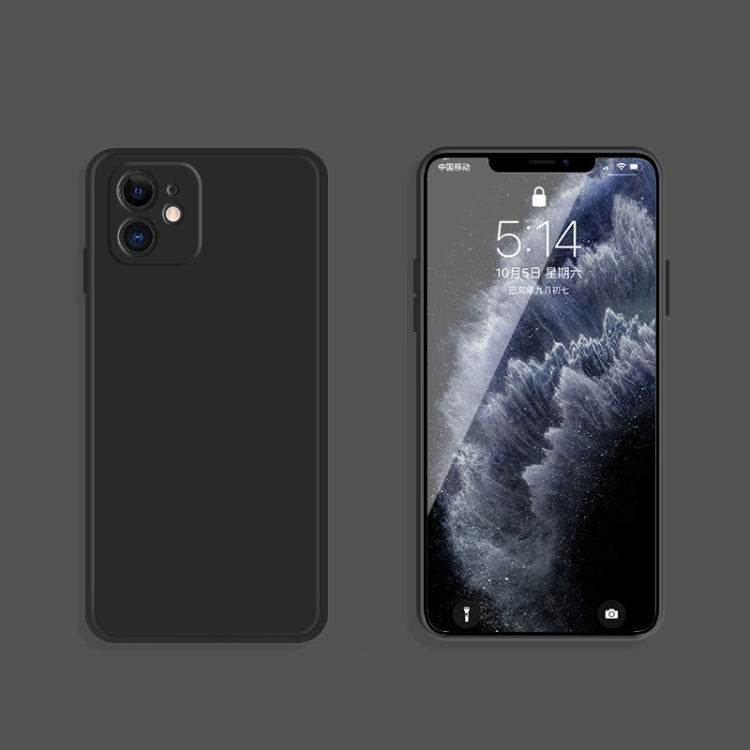 For iPhone 12 Solid Color Imitation Liquid Silicone Straight Edge Dropproof Full Coverage Protective Case