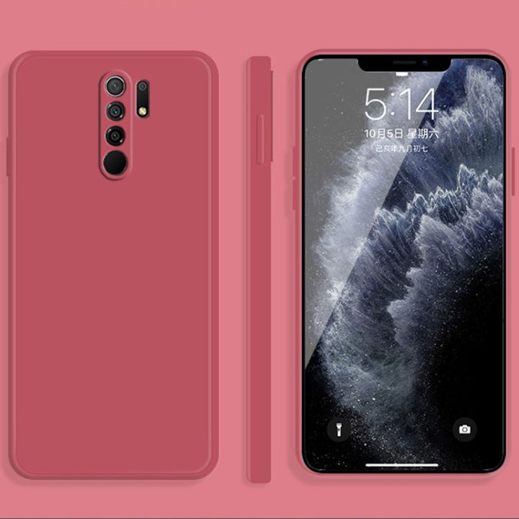 For Xiaomi Redmi 9 Solid Color Imitation Liquid Silicone Straight Edge Dropproof Full Coverage Protective Case