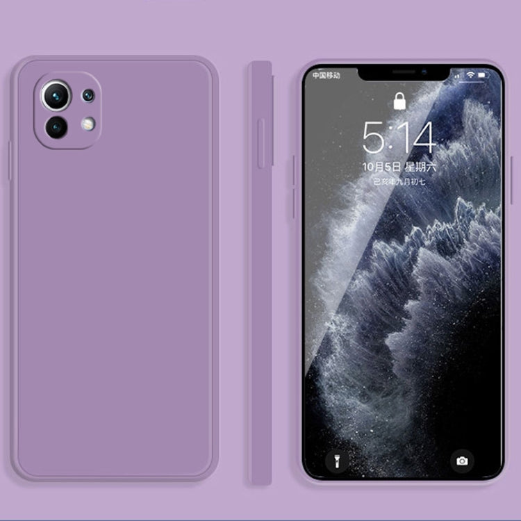 For Xiaomi Mi 11 Solid Color Imitation Liquid Silicone Straight Edge Dropproof Full Coverage Protective Case