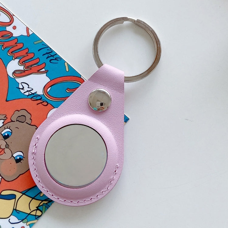 Anti-scratch Imitation PU Shockproof Protective Cover Case with Keychain Ring Loop For AirTag