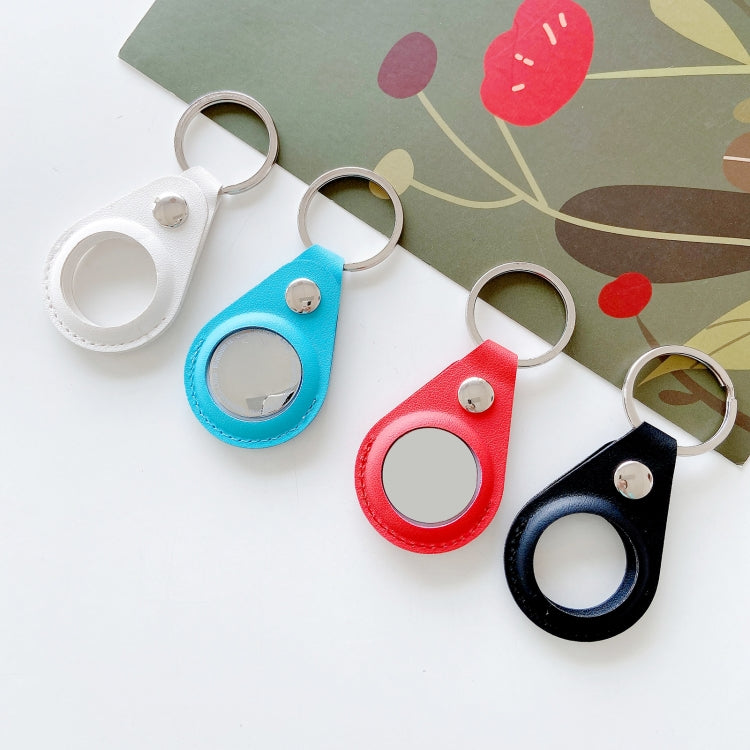 Anti-scratch Imitation PU Shockproof Protective Cover Case with Keychain Ring Loop For AirTag